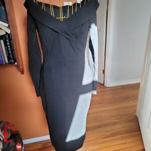 SHEIN Black Long Sleeve Off-Shoulder Dress